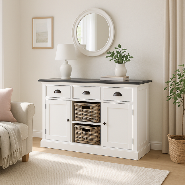 Sideboard Halifax Contrast – Struktur und Stil mit Rattan-Akzenten