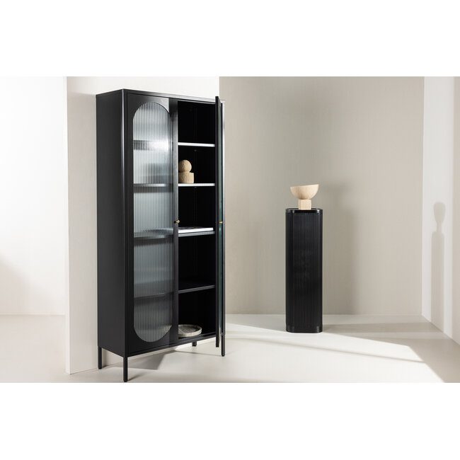 Glasschrank Lima – Industrieller Chic mit gewelltem Glas