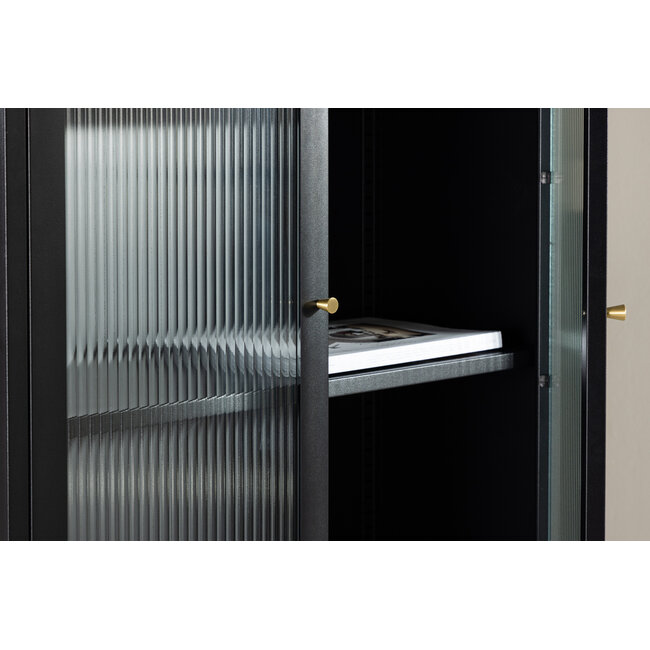 Glasschrank Lima – Industrieller Chic mit gewelltem Glas