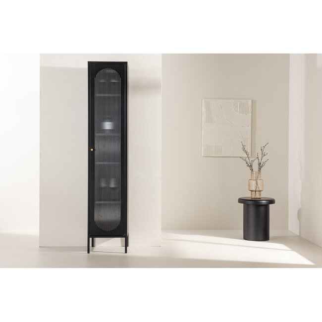 Glasschrank Cali Schwarz – Schlanke Eleganz im Industrial-Look
