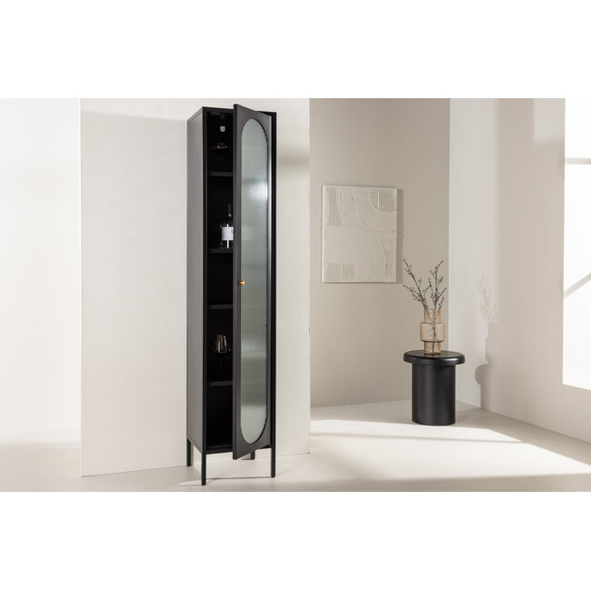 Glasschrank Cali Schwarz – Schlanke Eleganz im Industrial-Look