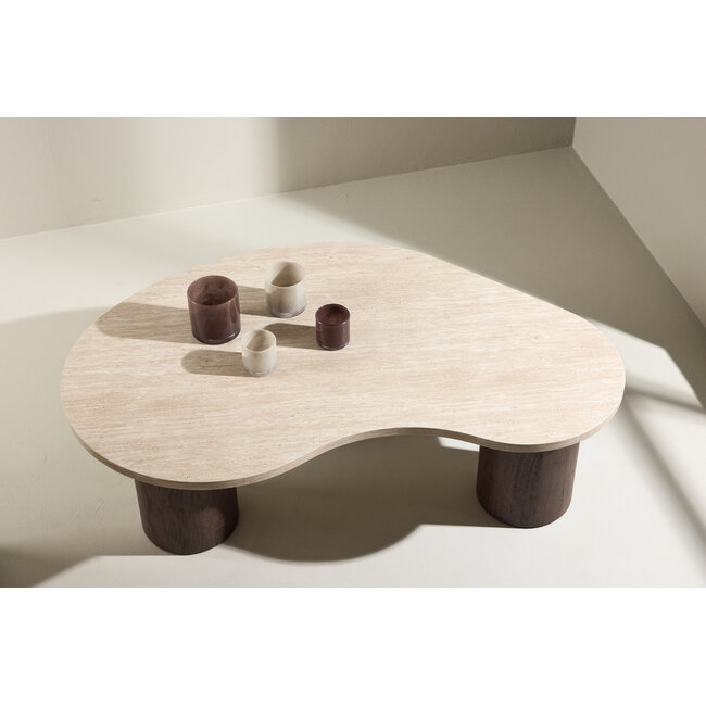 Couchtisch Megg – Ovale Eleganz in Beige & Mokka