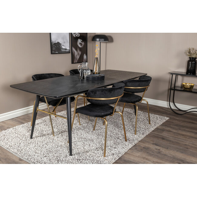 Ausziehbar Esstisch Gol -Schwarz/Gold