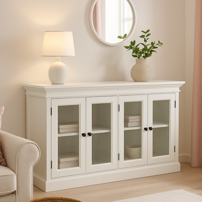 Glas-Sideboard Halifax 163 cm – Das "Go Anywhere" Highlight in Weiß