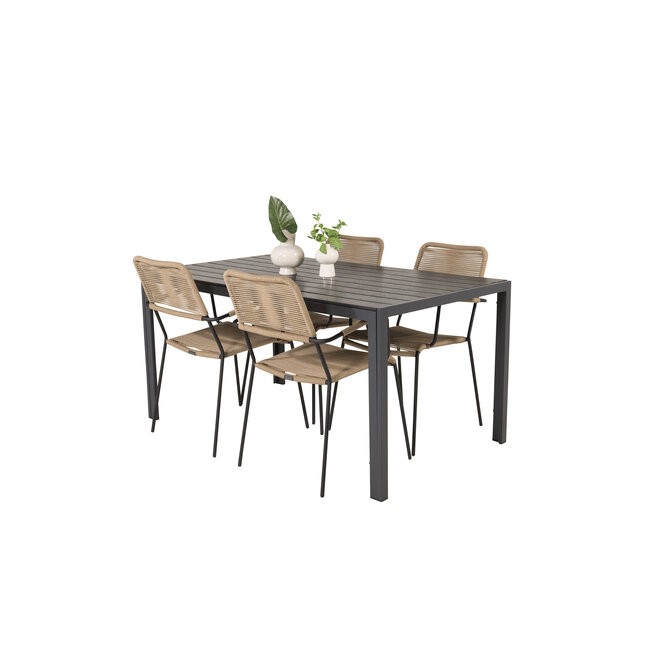 Lounge-Set Break – Wetterfeste Outdoor-Loungemöbel mit Aintwood-Holzoptik und Aluminium zum Entspannen auf Terrasse und Garten