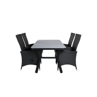 Venture Home Gartenmöbel-Set Virya kompakt – Aluminium Outdoor-Set Tisch 160cm Rope-Stühle