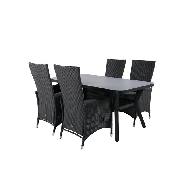 Gartenmöbel-Set Virya kompakt – Aluminium-Outdoor-Set mit Tisch 160×90 cm und Rope-Stühlen, wetterfest und modern