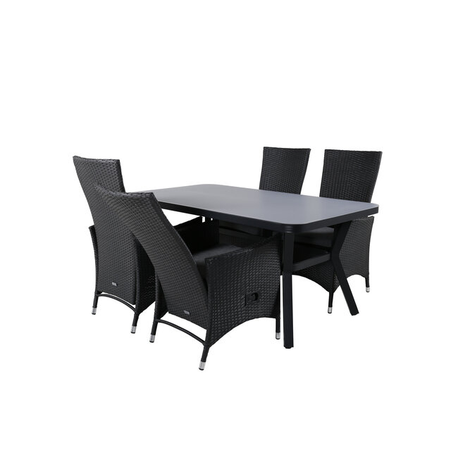 Gartenmöbel-Set Virya kompakt – Aluminium-Outdoor-Set mit Tisch 160×90 cm und Rope-Stühlen, wetterfest und modern