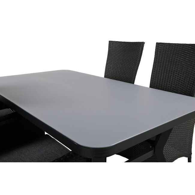 Gartenmöbel-Set Virya kompakt – Aluminium-Outdoor-Set mit Tisch 160×90 cm und Rope-Stühlen, wetterfest und modern