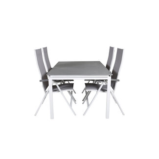 Venture Home Gartenmöbel-Set Levels & Albany – Aintwood-Tisch mit Aluminium-Stapelstühlen