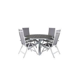 Venture Home Gartenmöbel-Set Parma & Albany – Aintwood-Tisch mit Aluminium-Stapelstühlen