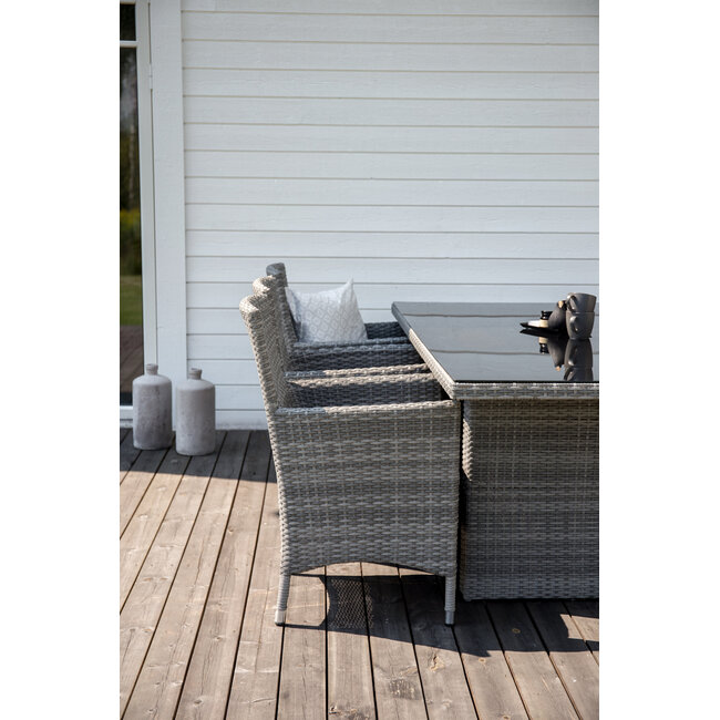 Gartenmöbel-Set Padova Malin – Outdoor-Essgruppe aus Polyrattan, Aluminium & Glas für Garten und Terrasse