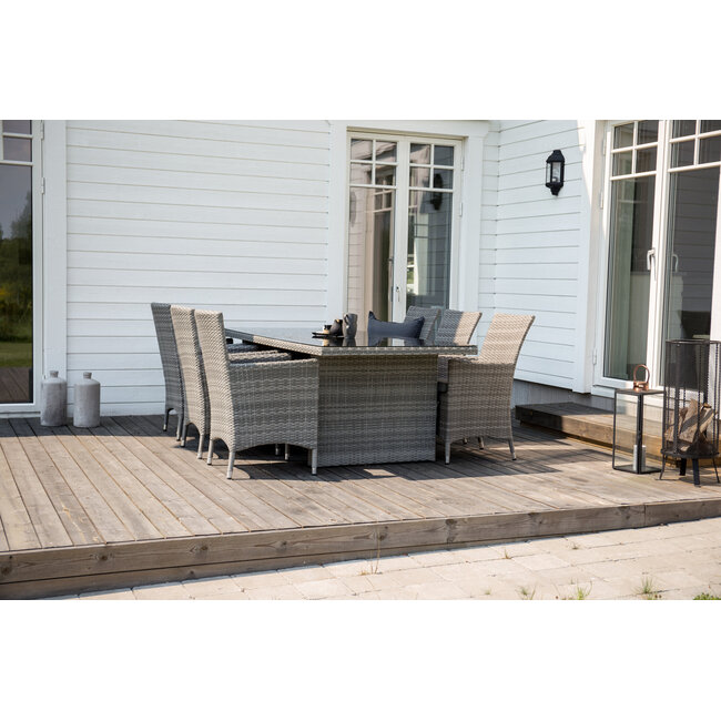 Gartenmöbel-Set Padova Malin – Outdoor-Essgruppe aus Polyrattan, Aluminium & Glas für Garten und Terrasse