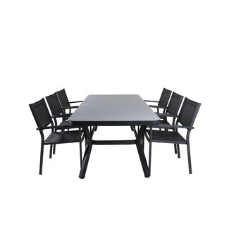 Venture Home Gartenmöbel-Set Virya Albany – Glastisch Aluminium Stapelstühle Outdoor