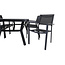 Gartenmöbel-Set Virya Albany – Outdoor-Essgruppe mit Virya Glastisch und Albany Aluminium-Stapelstühlen