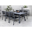 Gartenmöbel-Set Virya Albany – Outdoor-Essgruppe mit Virya Glastisch und Albany Aluminium-Stapelstühlen