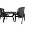 Gartenmöbel-Set Virya klein – Outdoor-Essgruppe mit Virya Glastisch 160×90cm und Aluminium-Stühlen für 2 Personen