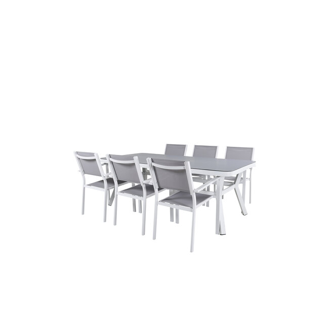 Gartenmöbel-Set Virya – Moderne Outdoor-Gartengarnitur aus Aluminium mit Glasplatte für Garten und Terrasse