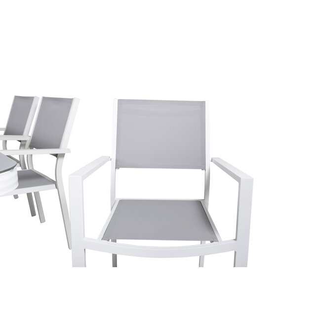 Gartenmöbel-Set Virya – Moderne Outdoor-Gartengarnitur aus Aluminium mit Glasplatte für Garten und Terrasse