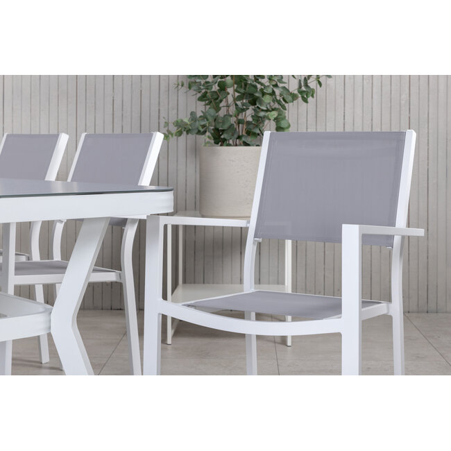 Gartenmöbel-Set Virya – Moderne Outdoor-Gartengarnitur aus Aluminium mit Glasplatte für Garten und Terrasse
