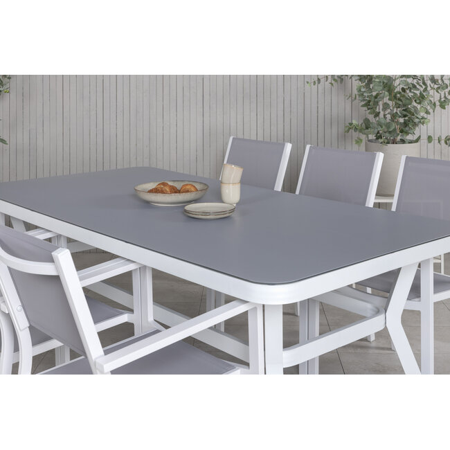 Gartenmöbel-Set Virya – Moderne Outdoor-Gartengarnitur aus Aluminium mit Glasplatte für Garten und Terrasse