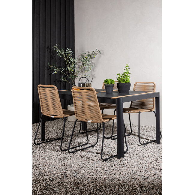 Gartenmöbel-Set Togo und Lindos – Großes Outdoor-Terrassenset aus Aluminium und Teakholz mit vielen Lindos-Stühlen