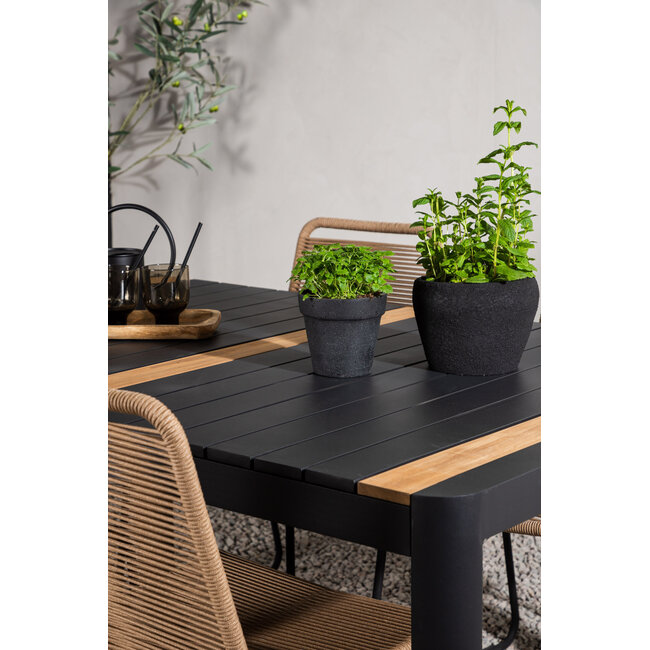Gartenmöbel-Set Togo und Lindos – Großes Outdoor-Terrassenset aus Aluminium und Teakholz mit vielen Lindos-Stühlen