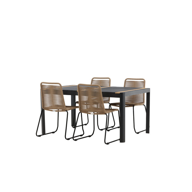 Gartenmöbel-Set Togo und Lindos – Großes Outdoor-Terrassenset aus Aluminium und Teakholz mit vielen Lindos-Stühlen