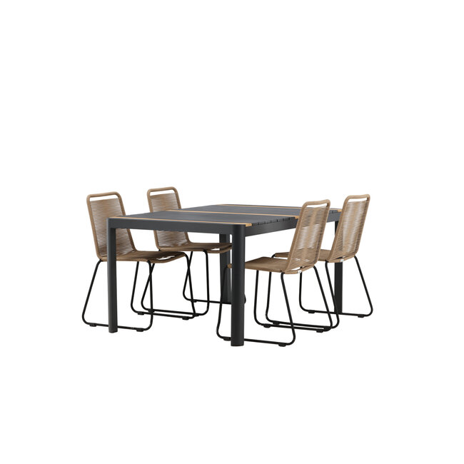 Gartenmöbel-Set Togo und Lindos – Großes Outdoor-Terrassenset aus Aluminium und Teakholz mit vielen Lindos-Stühlen