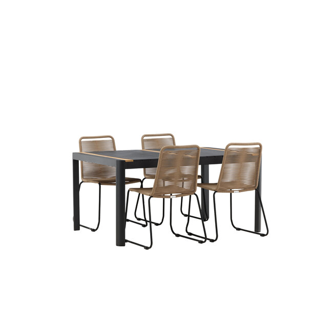 Gartenmöbel-Set Togo und Lindos – Großes Outdoor-Terrassenset aus Aluminium und Teakholz mit vielen Lindos-Stühlen