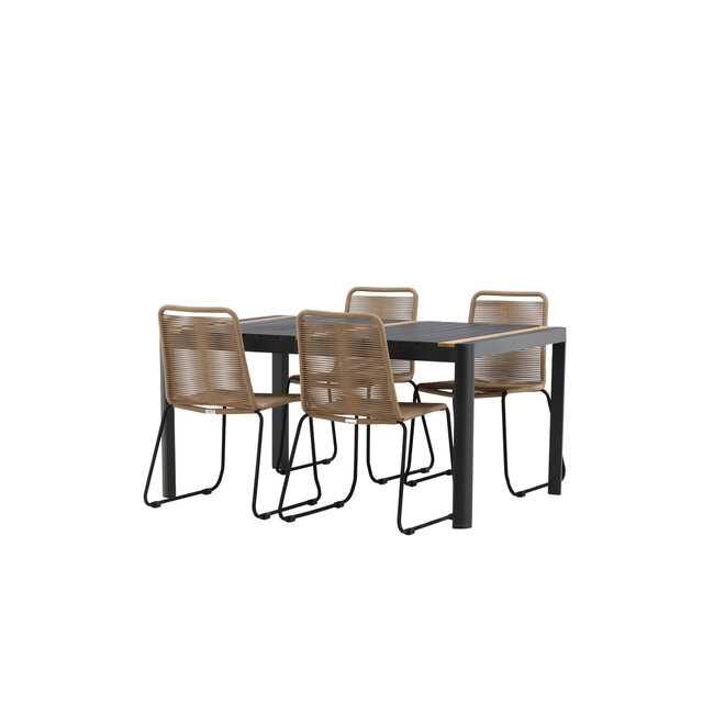 Gartenmöbel-Set Togo und Lindos – Großes Outdoor-Terrassenset aus Aluminium und Teakholz mit vielen Lindos-Stühlen