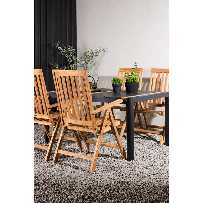 Gartenmöbel-Set Togo und Kenya – Outdoor-Essgruppe aus Aluminium und Teakholz mit massiven Kenya-Stühlen