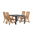 Gartenmöbel-Set Togo und Kenya – Outdoor-Essgruppe aus Aluminium und Teakholz mit massiven Kenya-Stühlen