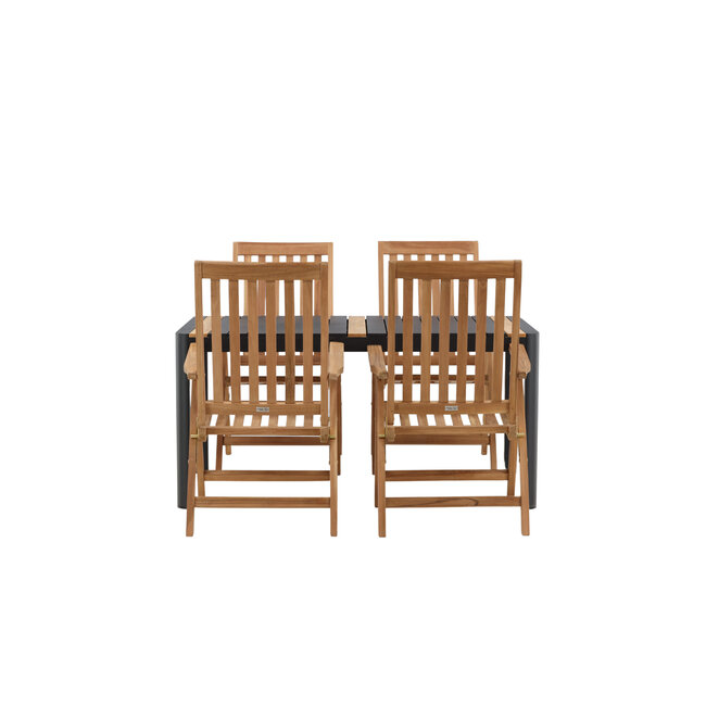 Gartenmöbel-Set Togo und Kenya – Outdoor-Essgruppe aus Aluminium und Teakholz mit massiven Kenya-Stühlen