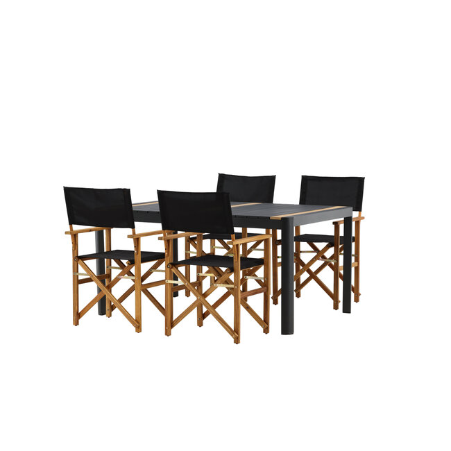 Gartenmöbel-Set Togo – Hochwertige Outdoor-Gartengarnitur aus Aluminium und Teakholz für Garten und Terrasse