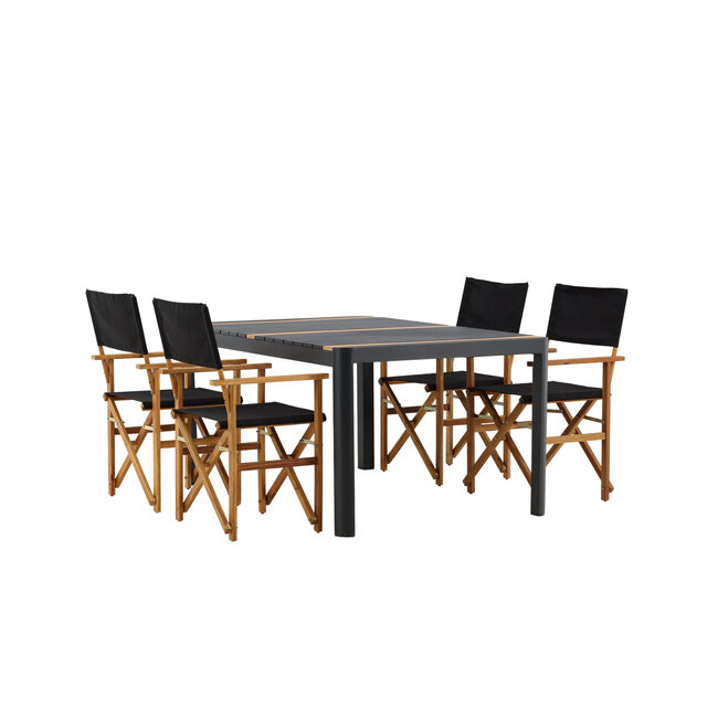 Gartenmöbel-Set Togo – Hochwertige Outdoor-Gartengarnitur aus Aluminium und Teakholz für Garten und Terrasse