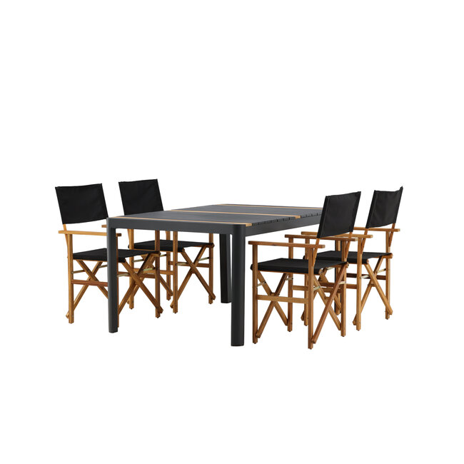 Gartenmöbel-Set Togo – Hochwertige Outdoor-Gartengarnitur aus Aluminium und Teakholz für Garten und Terrasse