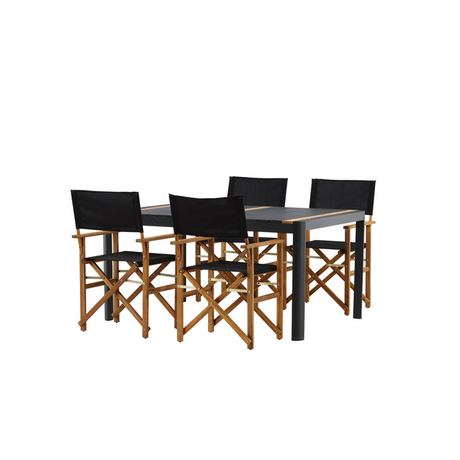 Gartenmöbel-Set Togo – Hochwertige Outdoor-Gartengarnitur aus Aluminium und Teakholz für Garten und Terrasse