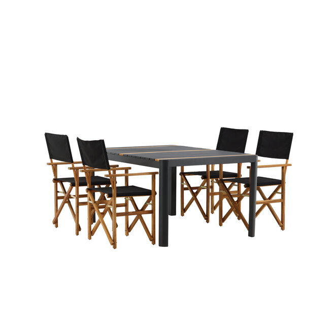 Gartenmöbel-Set Togo – Hochwertige Outdoor-Gartengarnitur aus Aluminium und Teakholz für Garten und Terrasse