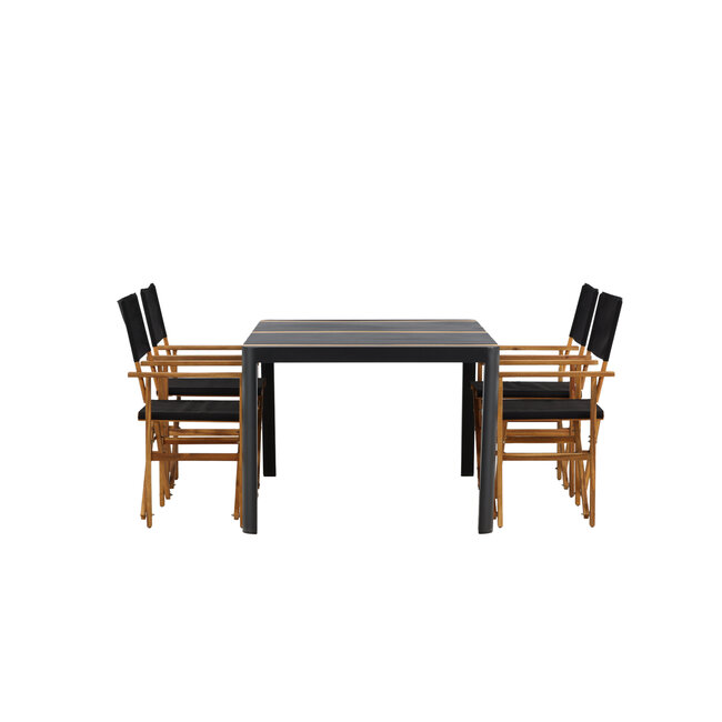 Gartenmöbel-Set Togo – Hochwertige Outdoor-Gartengarnitur aus Aluminium und Teakholz für Garten und Terrasse