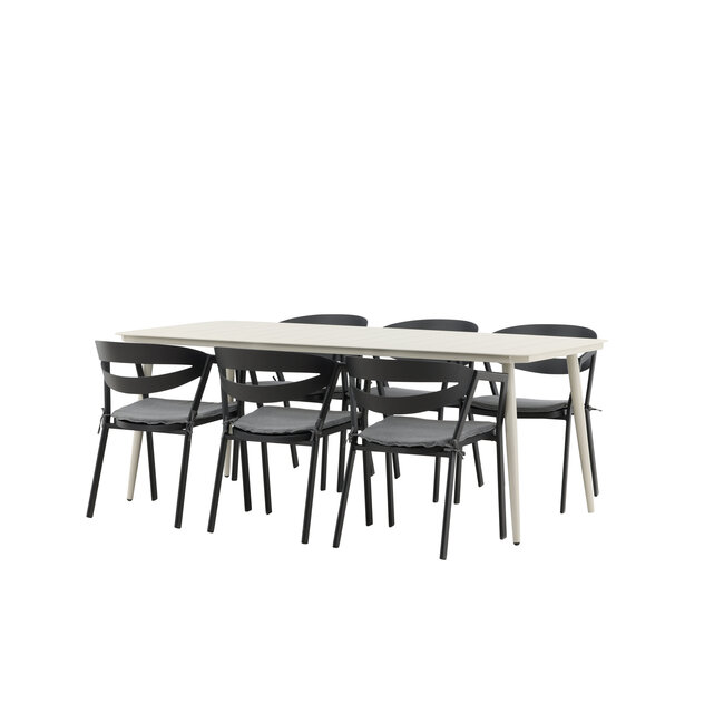 Gartenmöbel-Set Lina – Schlanke und wetterfeste Aluminium Gartengarnitur für Garten und Terrasse