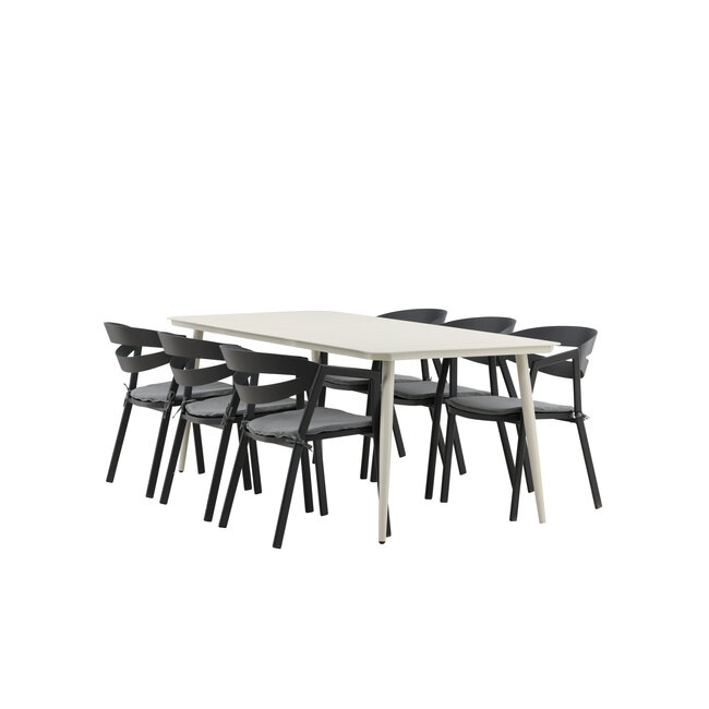 Gartenmöbel-Set Lina – Schlanke und wetterfeste Aluminium Gartengarnitur für Garten und Terrasse