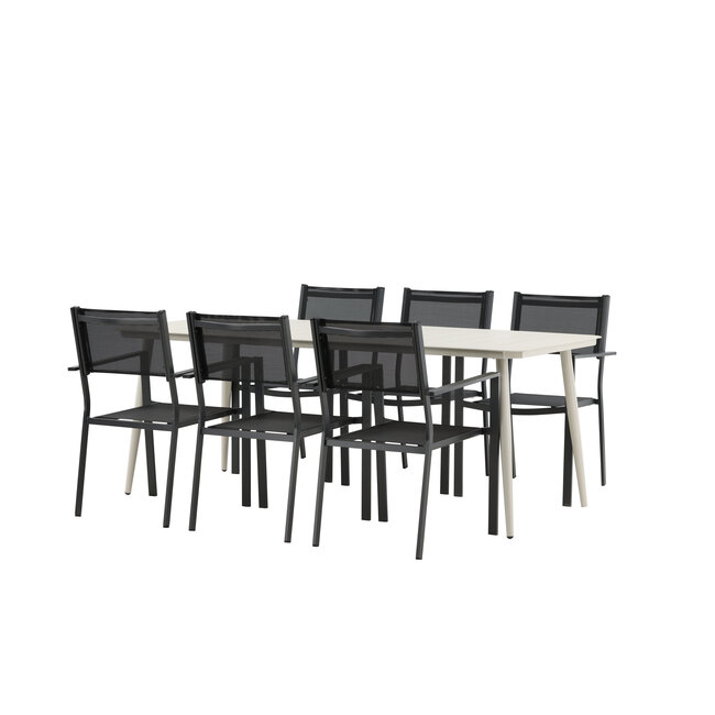 Gartenmöbel-Set Lina und Copacabana – Lebendige Aluminium Outdoor-Essgruppe mit Copacabana-Stühlen