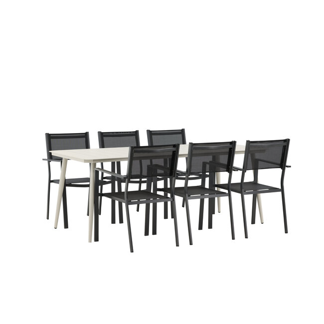 Gartenmöbel-Set Lina und Copacabana – Lebendige Aluminium Outdoor-Essgruppe mit Copacabana-Stühlen