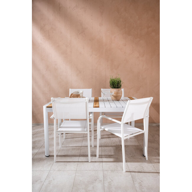 Gartenmöbel-Set Togo und Santorini – Mediterrane Outdoor-Essgruppe aus Teakholz und Aluminium