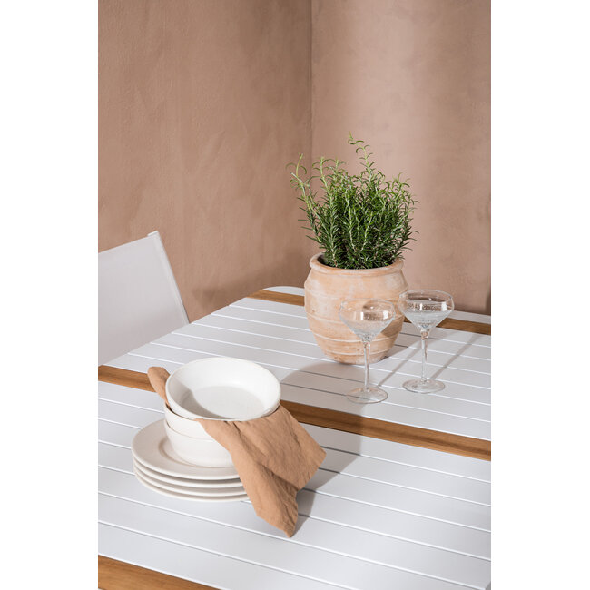 Gartenmöbel-Set Togo und Santorini – Mediterrane Outdoor-Essgruppe aus Teakholz und Aluminium