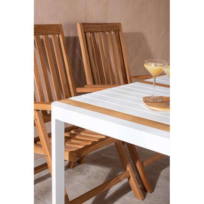 Gartenmöbel-Set Togo und Kenya – Wetterfeste Outdoor-Essgruppe aus Aluminium und Teakholz