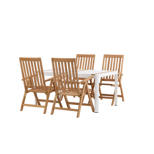 Gartenmöbel-Set Togo und Kenya – Wetterfeste Outdoor-Essgruppe aus Aluminium und Teakholz