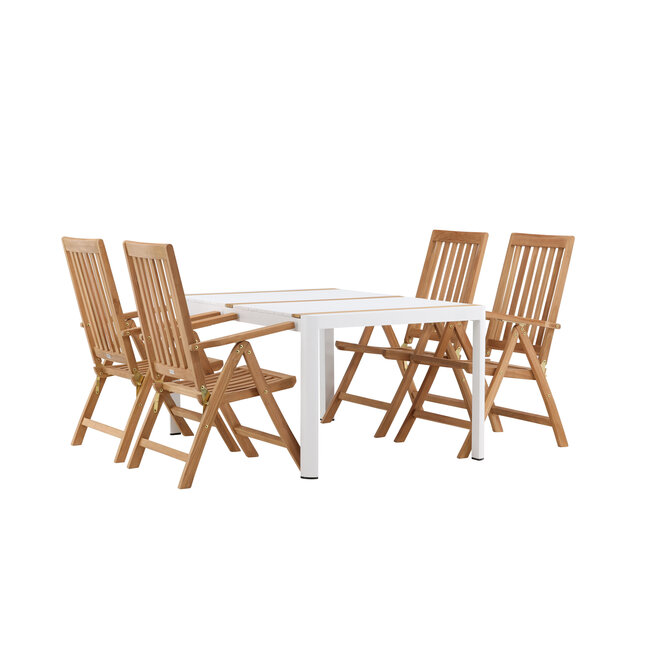 Gartenmöbel-Set Togo und Kenya – Wetterfeste Outdoor-Essgruppe aus Aluminium und Teakholz