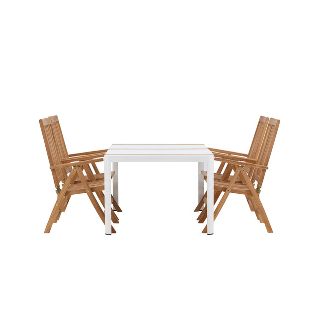 Gartenmöbel-Set Togo und Kenya – Wetterfeste Outdoor-Essgruppe aus Aluminium und Teakholz